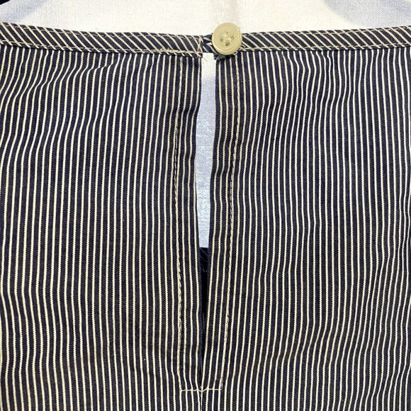 J. Crew Floral Embroidered Bell Sleeve Striped Blouse in Blue Poplin Cotton S - Picture 7 of 10